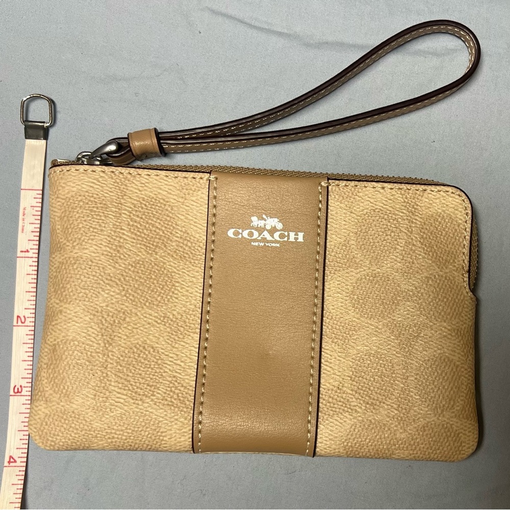 Coach Beige and Brown Wristlet - Picture 2 of 6